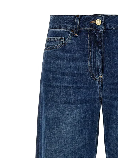 Elisabetta Franchi Wide-leg Denim Trousers Contrast Stitching In Multi