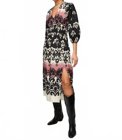 Fifteen Twenty Lizbeth Shirred Waist Midi Dress In Black In Black