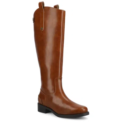 Journee Collection Journee Women's Gema Medium And Wide Width Knee High Riding Boots In Brown