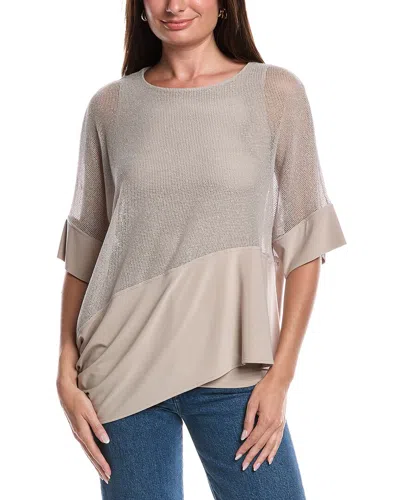 Joseph Ribkoff Asymmetrical Hem Mesh Top In Nude