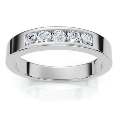 Pompeii3 Men's 1/4ct Channel Set Diamond Wedding Ring 14k Gold Or Platinum Lab Grown In Metallic
