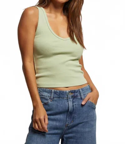 Perfectwhitetee Blondie Structured Rib Bra Friendly Tank Top In Pistachio In Green
