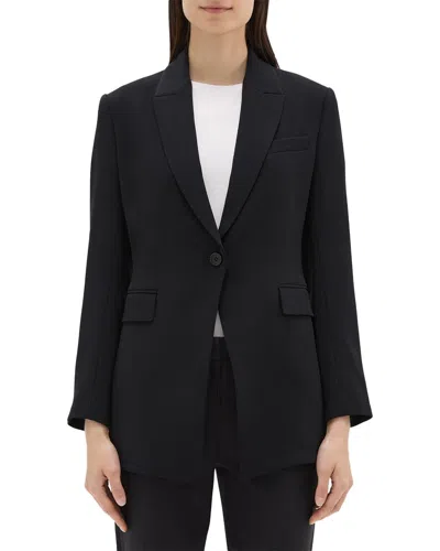 Theory Veste De Tailleur En Laine Mélangée In Black