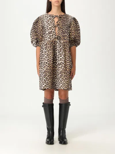 Ganni Mini Dress In Brown