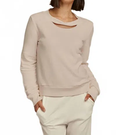 Lanston Twist Neck Pullover Sweatshirt In Oat In Brown