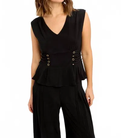 Frank Lyman Sleeveless V-neck Top In Black In Black
