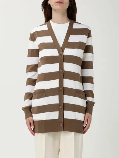 Max Mara Maxmara Women Fiemme - Long Striped Wool Cardigan In Brown