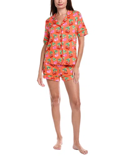 Room Service 2pc Aspen Shirt & Short Pajama Set In Orange