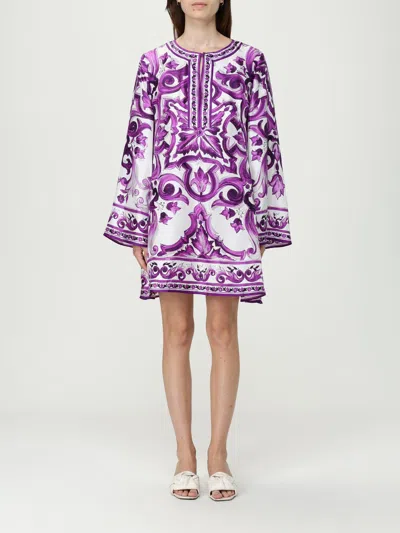 Dolce & Gabbana Women Silk Dress In Purple