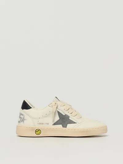 Golden Goose Ball Star Sneakers In Leather With Grey Suede Star And Blue Leather Heel Tab In Multi