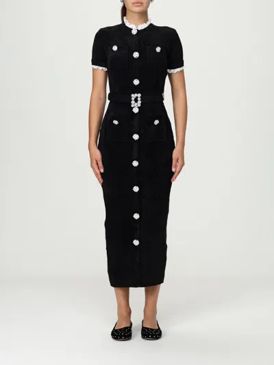 Self-portrait Chenille Knit Midi Dress Dresses Black In Black