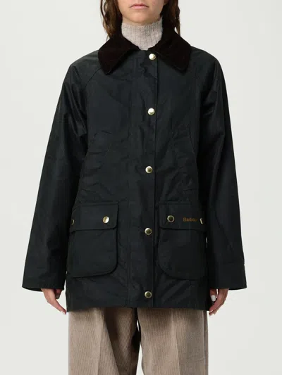 Barbour Modern Beadnell Corduroy-collar Waxed-cotton Coat In Black