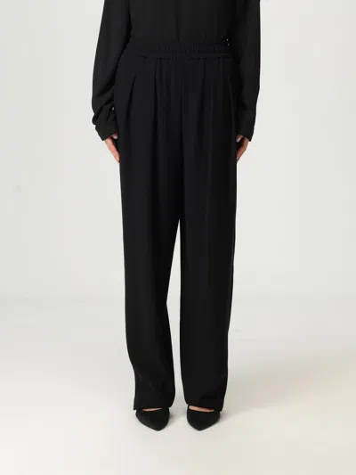 Emporio Armani High-rise Wide-leg Crepe Pants In Black