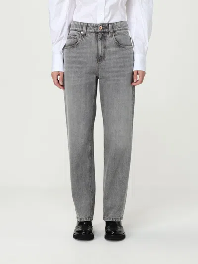 Brunello Cucinelli Button Fitted Jeans In Gray