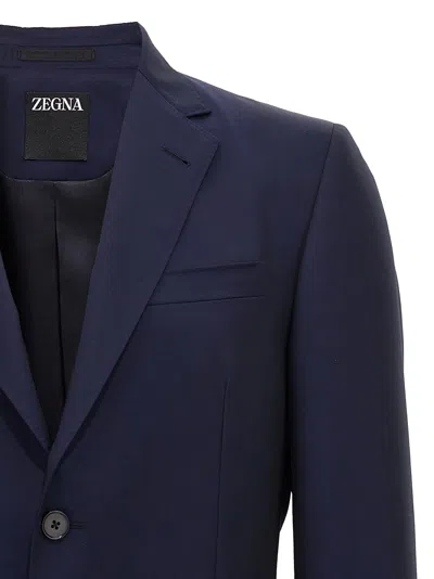 Zegna Tailored Single-breasted Blazer In Wool And Mohair Blend