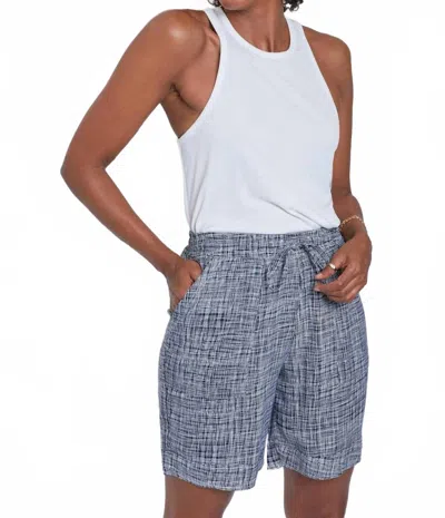 Ymi Patterned Shorts With Elastic Waist In Navy String Texture In Blue