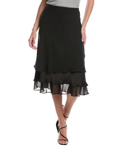 Joseph Ribkoff Tiered Ruffled Midi A-line Skirt In Black In Black