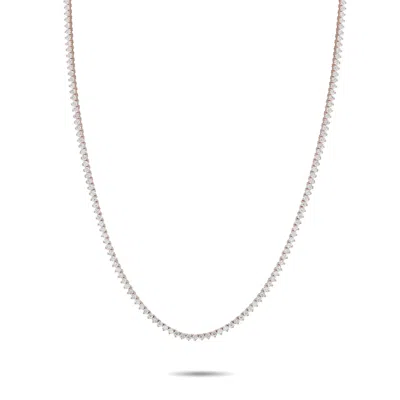 Lb Exclusive 14k Rose Gold 7.57ct Lab-grown Diamond Tennis Necklace Mf17-072225 In Metallic
