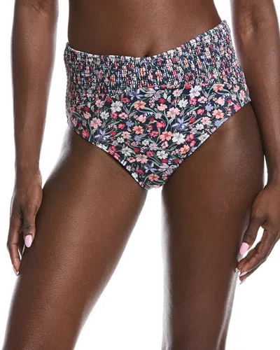 Hutch Smocked High Waist Bikini Bottoms In Blue