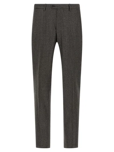 Tagliatore Micro Houndstooth Pattern Wool Suit With Blazer And Tailored Pants In Brown