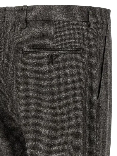 Tagliatore Micro Houndstooth Pattern Wool Suit With Blazer And Tailored Pants In Brown