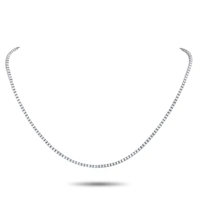 Lb Exclusive 18k White Gold 5.39ct Diamond Tennis Necklace Mf09-072225 In Metallic