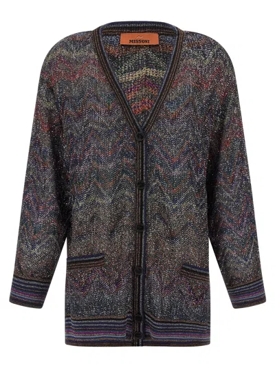 Missoni Oversized V-neck Cardigan With Zigzag Pattern In Multi