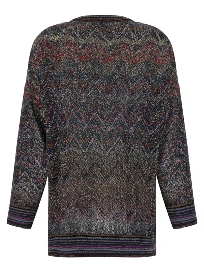 Missoni Oversized V-neck Cardigan With Zigzag Pattern In Multi