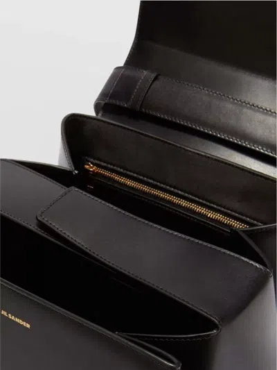 Jil Sander Bucket Bag With Structured Silhouette And Top Handle In Black