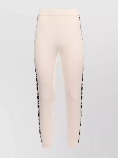 Elisabetta Franchi Trousers With Elastic Waistband And Ribbed Cuffs In Neutral