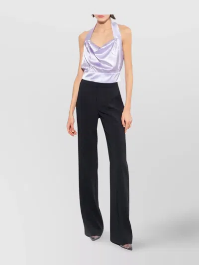 Pinko Black Pants With Pleated Details And Belt Loops In Tech Fabric Stretch Woman In Black