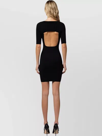 Elisabetta Franchi Shiny Viscose Minidress With Twin Buttons In Black