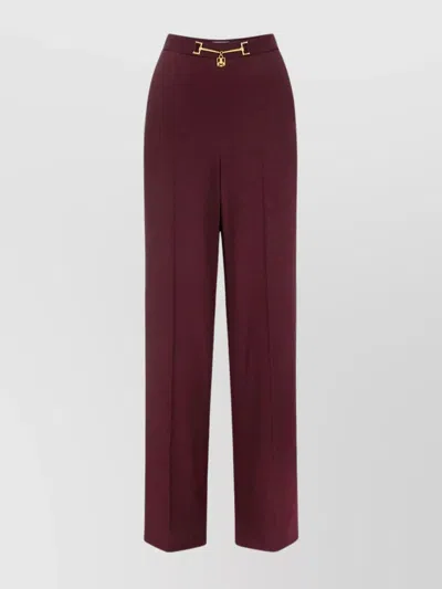 Elisabetta Franchi Wide Leg Trousers Gold Hardware In Red