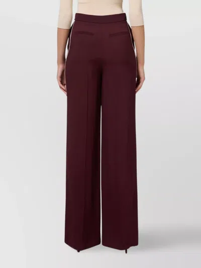 Elisabetta Franchi Wide Leg Trousers Gold Hardware In Red