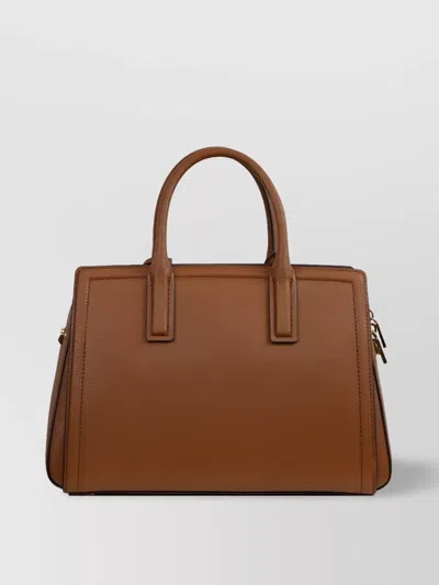 Michael Kors Brown Handbag With Metallic Lettering Logo And Pendant On The Front In Leather Woman In Brown