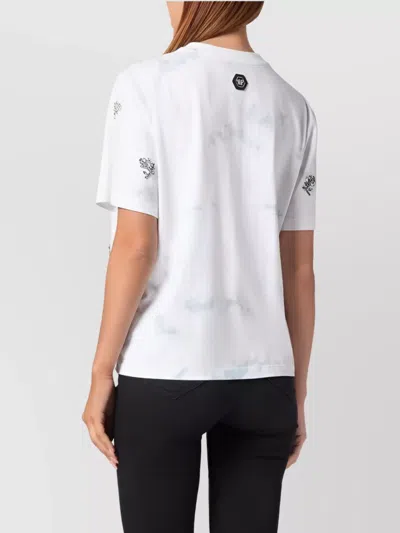 Philipp Plein Tie-dye T-shirt Man Fit Round Neck Ss Flowers In Multicolor