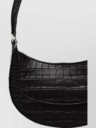 Philipp Plein Crocodile Texture Shoulder Bag With Adjustable Strap In Black