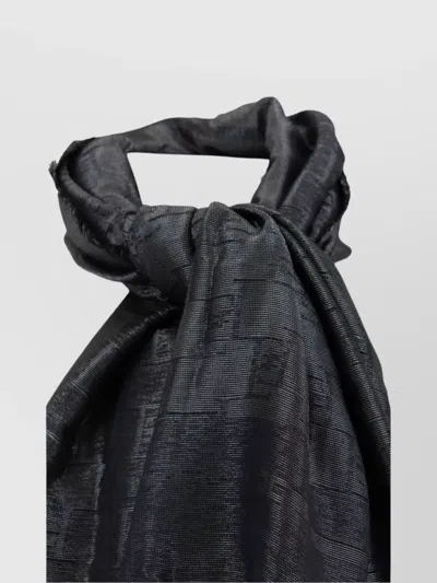 Elisabetta Franchi Rectangular Scarves With Textured Pattern And Fringed Edges In Black