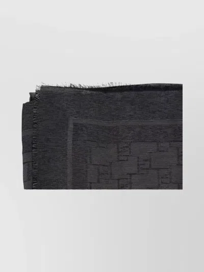 Elisabetta Franchi Rectangular Scarves With Textured Pattern And Fringed Edges In Black