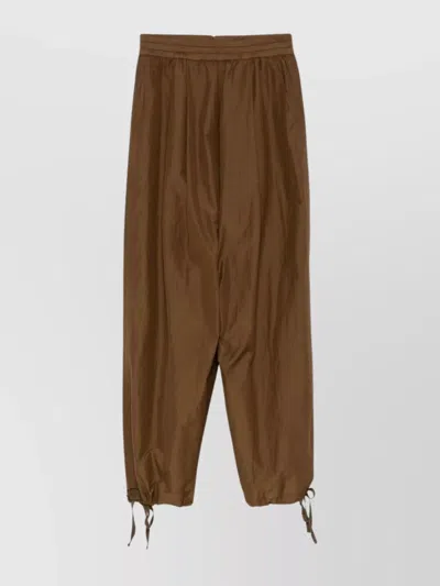 Philosophy Di Lorenzo Serafini Elastic Waistband Drawstring Hem Relaxed Fit Trousers In Brown