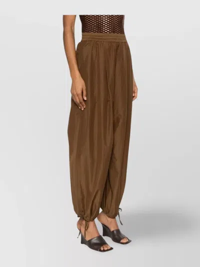 Philosophy Di Lorenzo Serafini Elastic Waistband Drawstring Hem Relaxed Fit Trousers In Brown