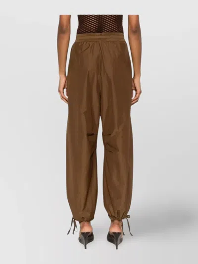 Philosophy Di Lorenzo Serafini Elastic Waistband Drawstring Hem Relaxed Fit Trousers In Brown