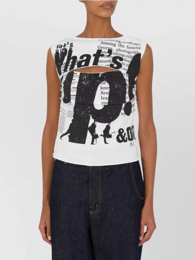 Moschino Graphic Print T-shirt With Cut-out Details In Multi