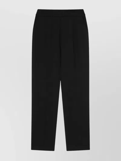 Pinko Tailored Black Trousers With Fitted Waistband In Black