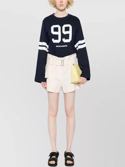 Msgm Tailored Off-white Bermuda Shorts With Belted Waist In White