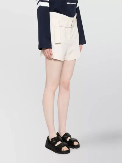 Msgm Tailored Off-white Bermuda Shorts With Belted Waist In White