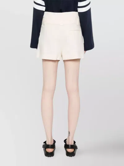 Msgm Tailored Off-white Bermuda Shorts With Belted Waist In White