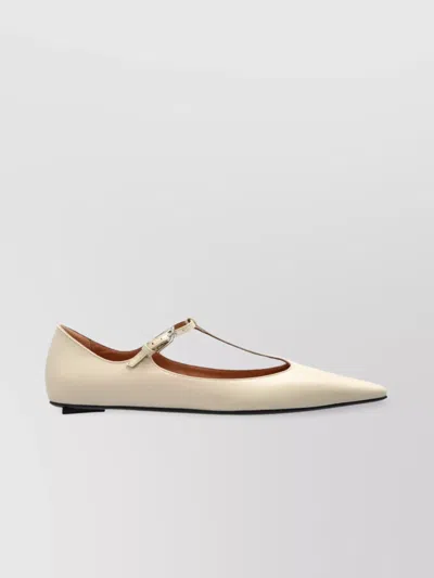 Attico Juno Ballerina Pointed Toe T-strap Flat In Brown