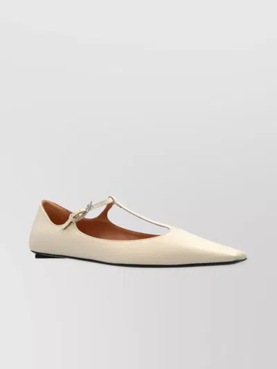 Attico Juno Ballerina Pointed Toe T-strap Flat In Brown