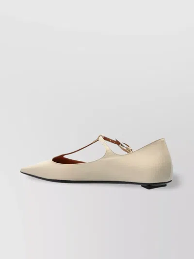 Attico Juno Ballerina Pointed Toe T-strap Flat In Brown